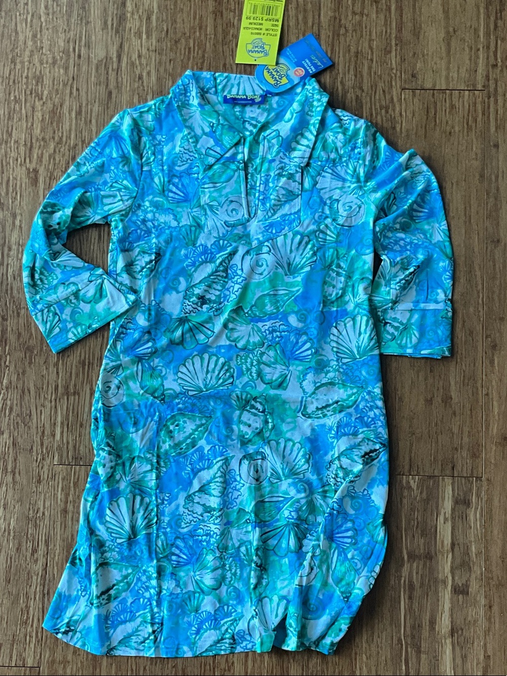 Banana Boat Blue & Turquoise Shell-Print Women's Swim Coverup